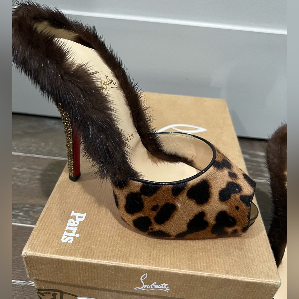 *Authentic* Christian Louboutin Nutria 120 Pony Luxor in Leopard Brown - Picture 2 of 12